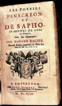 Anne Dacier Sappho1651-1720